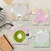 4pcs DIY Diamond Painting Coaster Kit With Holder - Love