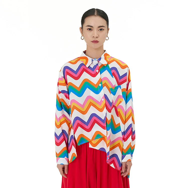 Original Design Rainbow Color Long Sleeve Shirt