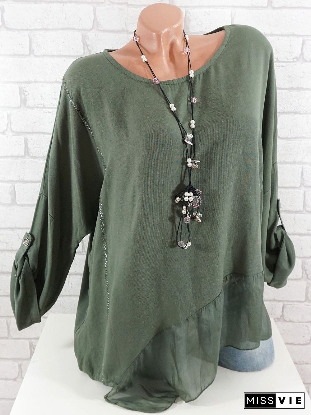 Women Long Sleeve Scoop Neck Printed Tops