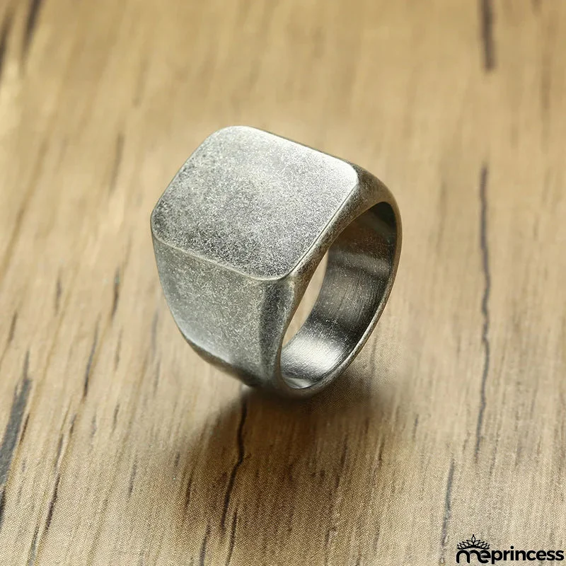Men's Metal Stainless Steel Bezel Setting Geometric Shape Ring