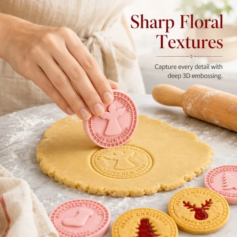 3D Christmas cookie stamp effect