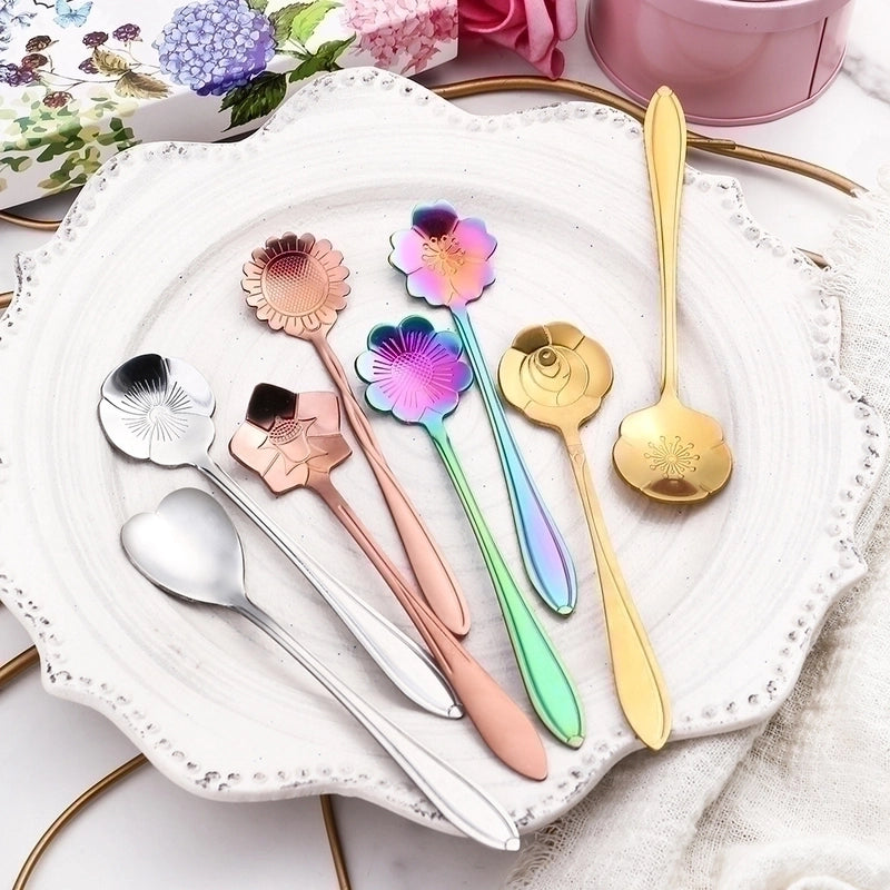 Vacation Flower Stainless Steel Spoon 1 Piece 1 Set