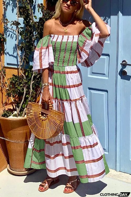 Fashion Off-Sleeve Short Sleeve Resort Dress
