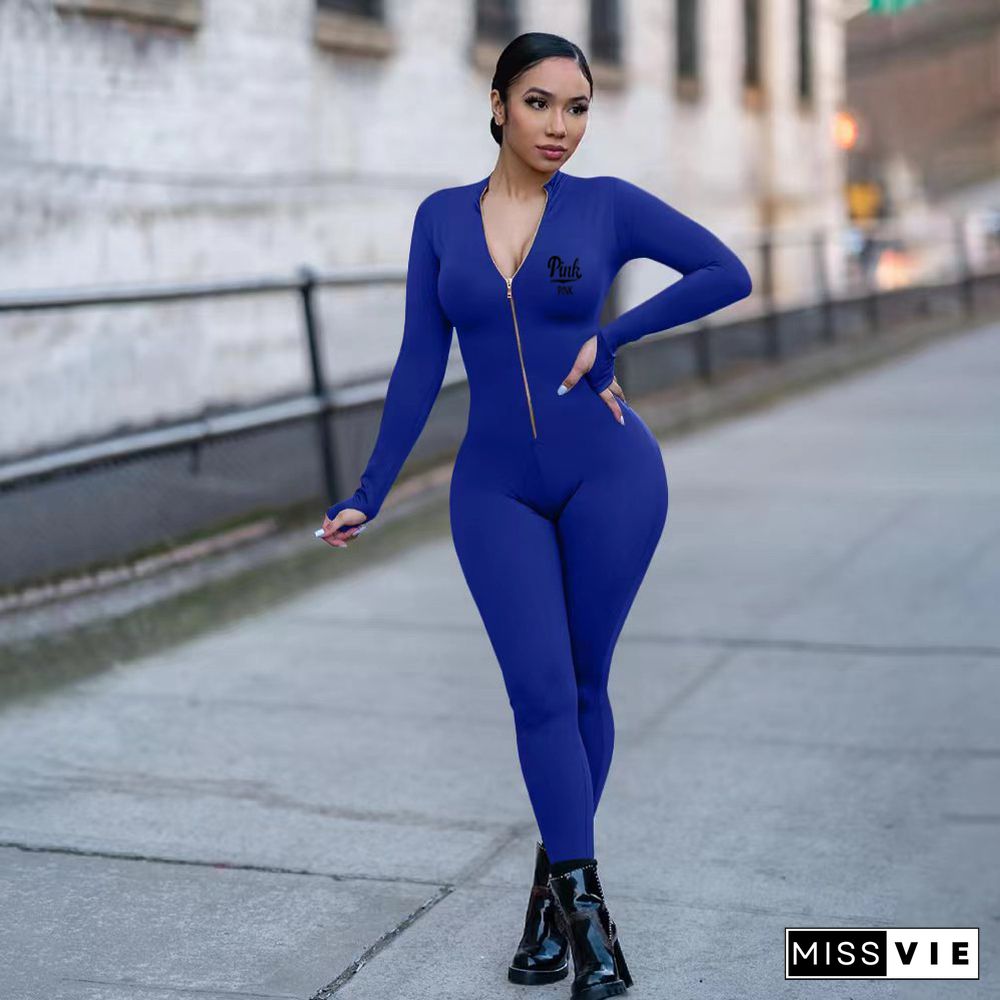 Activewear Long Sleeve Bodycon One Piece Jumpsuit