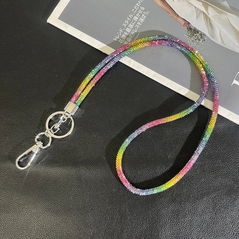 Minimalist Solid Color Rhinestone Inlay Rhinestones Bag Pendant Mobile Phone Chain