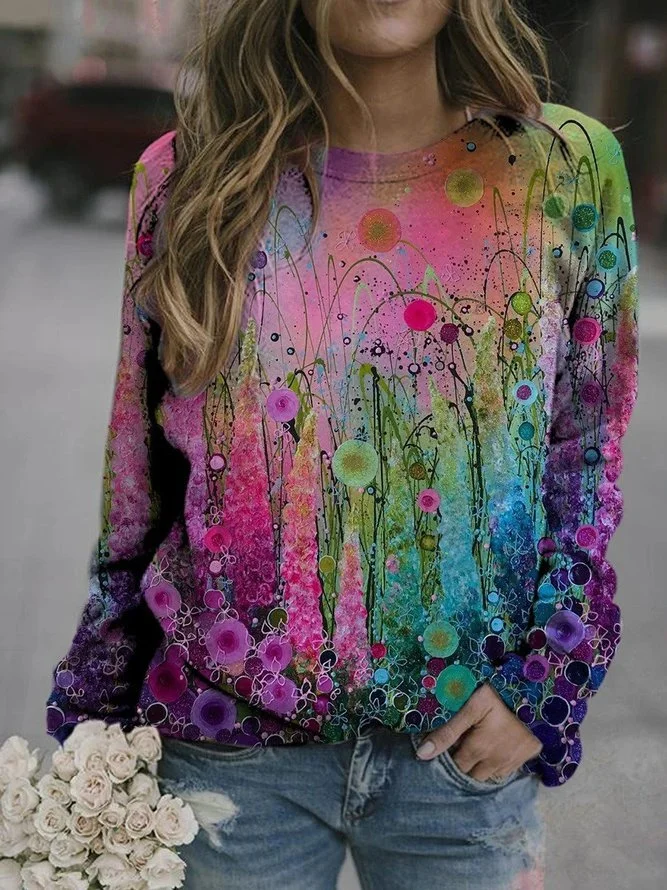 Colorful dandelion painting print fleece sweatshirt