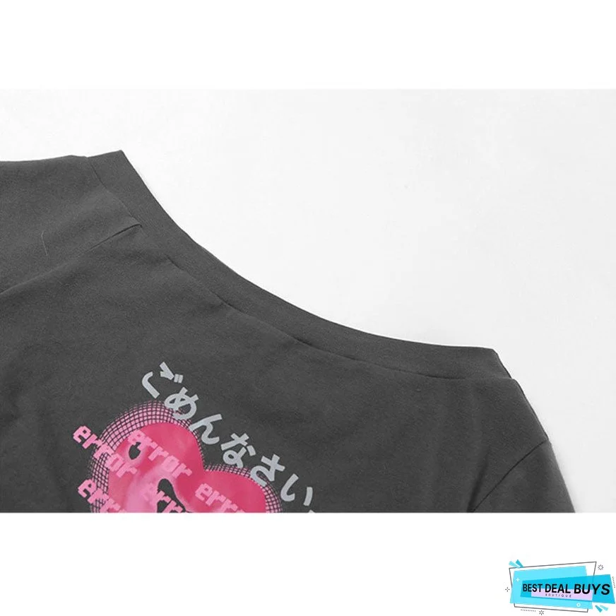 Heart Print Chain Crop Top