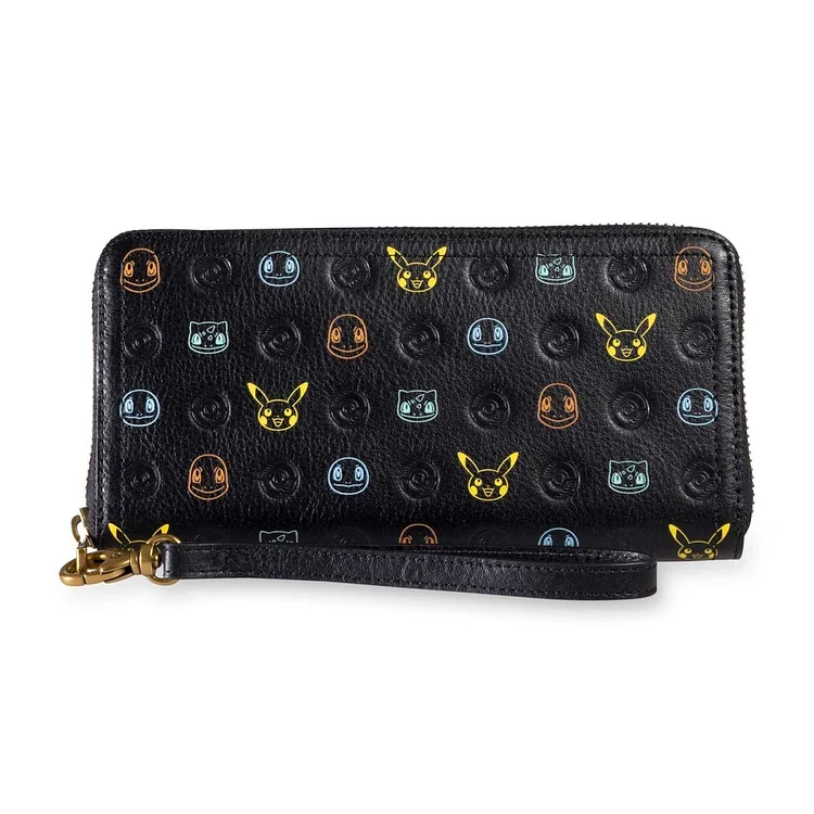 Pokémon Center × Fossil: Kanto First Partners Black Leather Logan Wallet