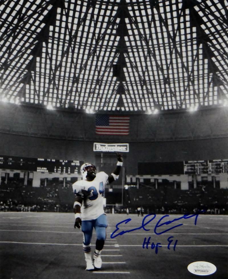 Earl Campbell Signed Houston Oilers 8x10 Pointing Photo Poster painting W/ HOF- JSA W Auth *Blue