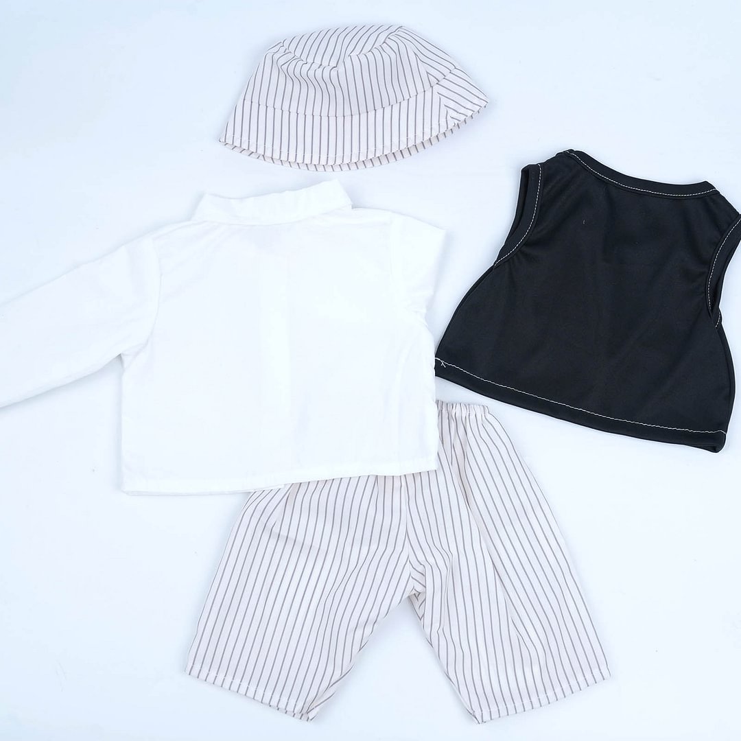 White striped black vest set of four for 20-inch reborn baby dolls