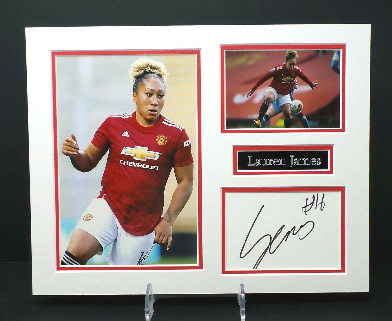 Lauren JAMES Signed Manchester United Ladies Mounted Photo Poster painting Display AFTAL RD COA