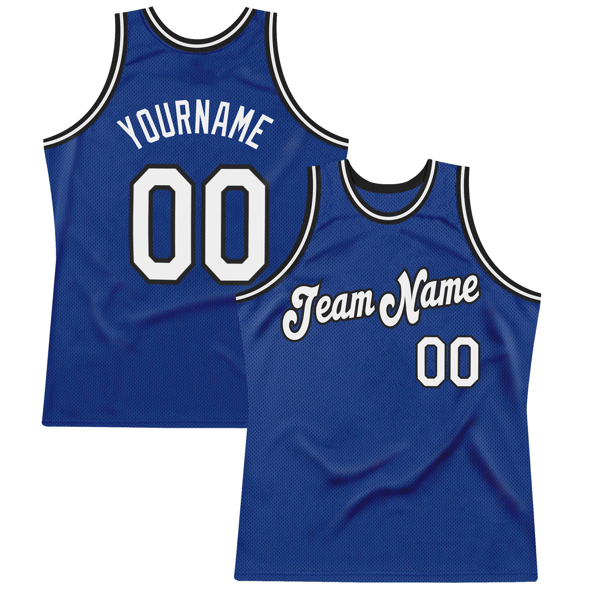 Custom Royal White-Black Authentic Throwback Basketball Jersey | captainssportss.com
