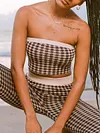 Plaid Bandeau Backless Top&Pants Two-Piece Suits