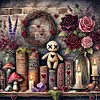 Biblioth&egrave;que poup&eacute;e fleur - perceuse ronde peinture diamant - 40*40cm