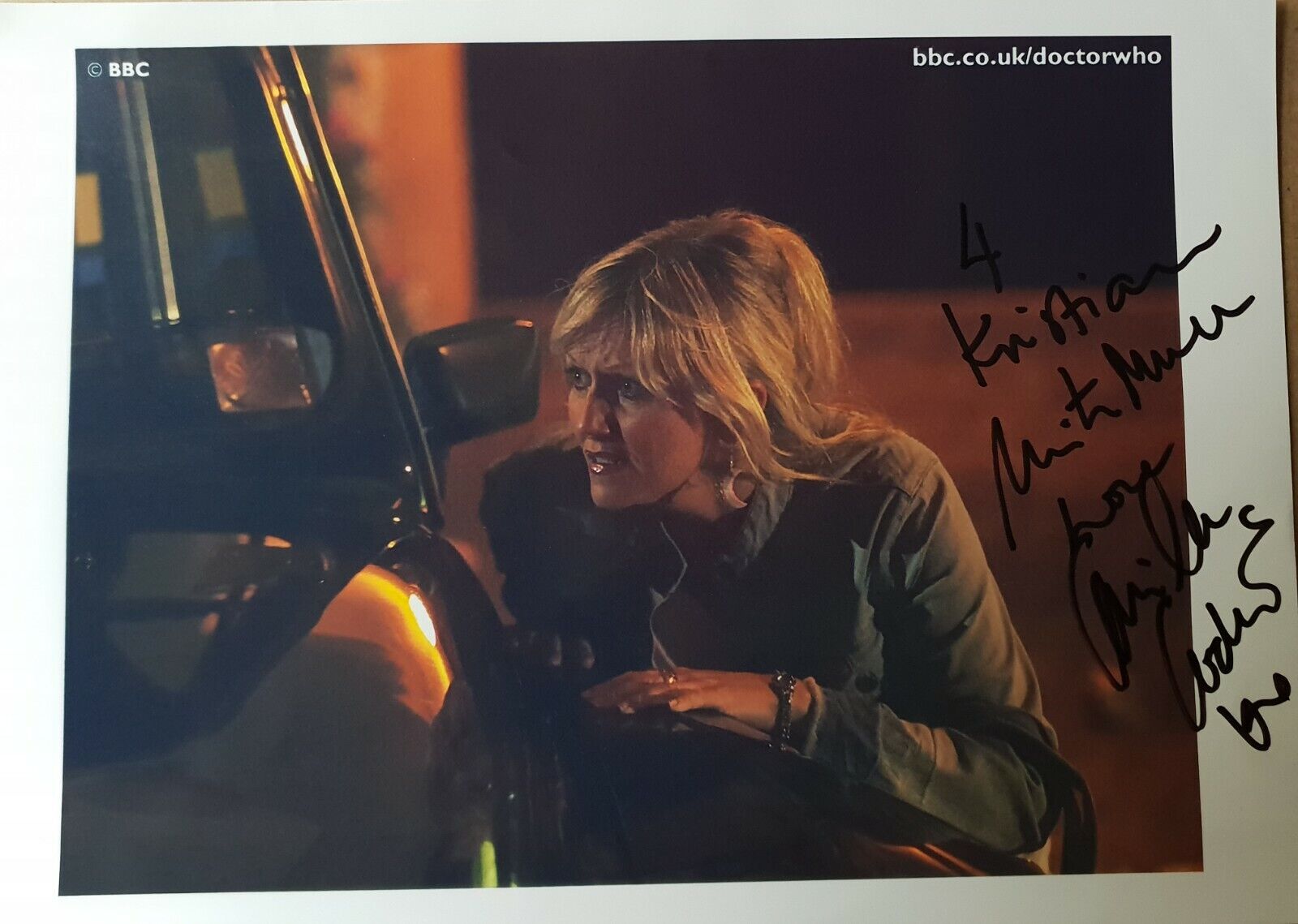 Camille Coduri hand-signed A4 colour Doctor Who Photo Poster painting