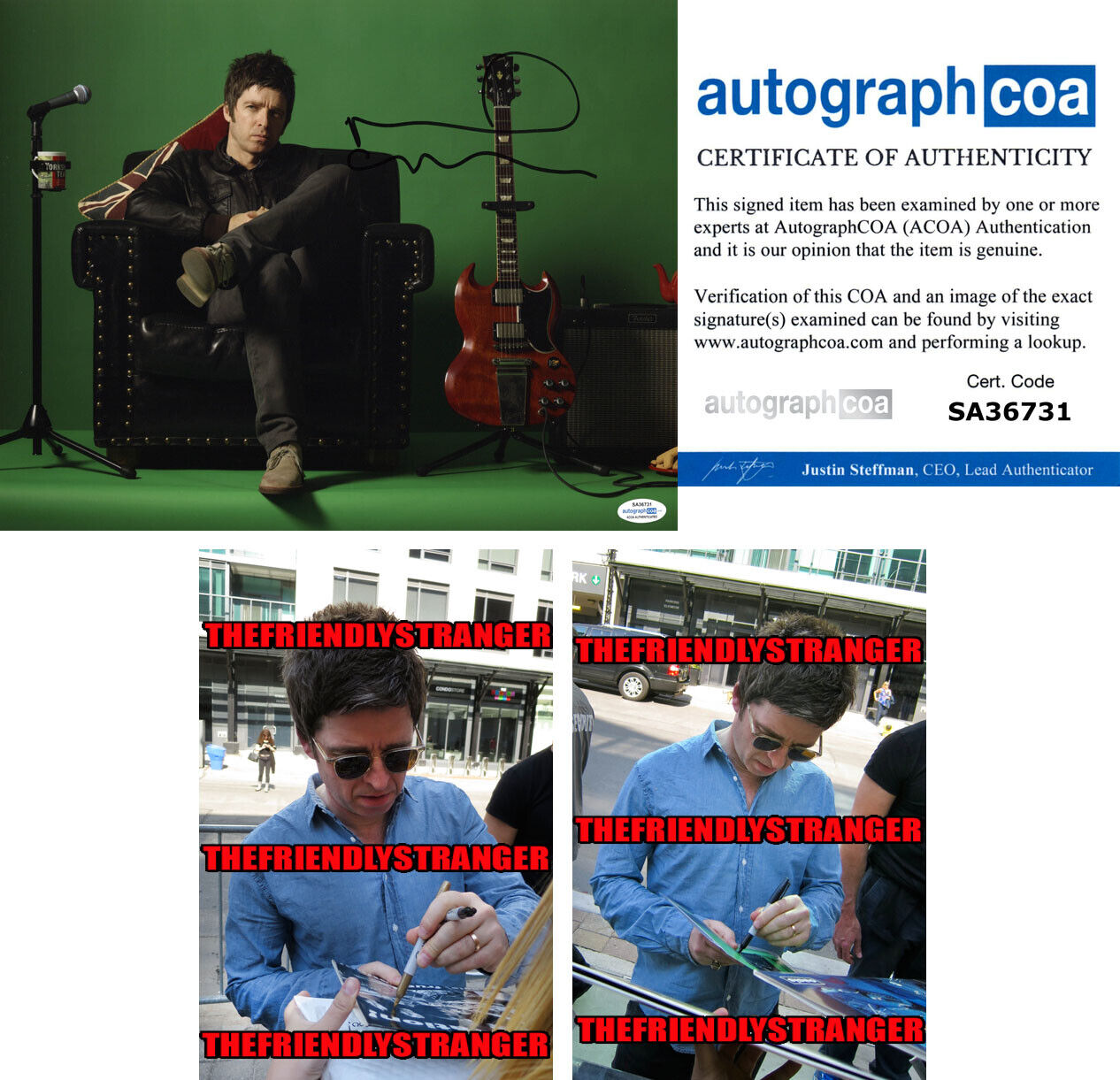 NOEL GALLAGHER signed Autographed 11X14 Photo Poster painting a PROOF - OASIS Singer ACOA COA