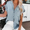Women's Elegant Denim Short Sleeve Blouse
