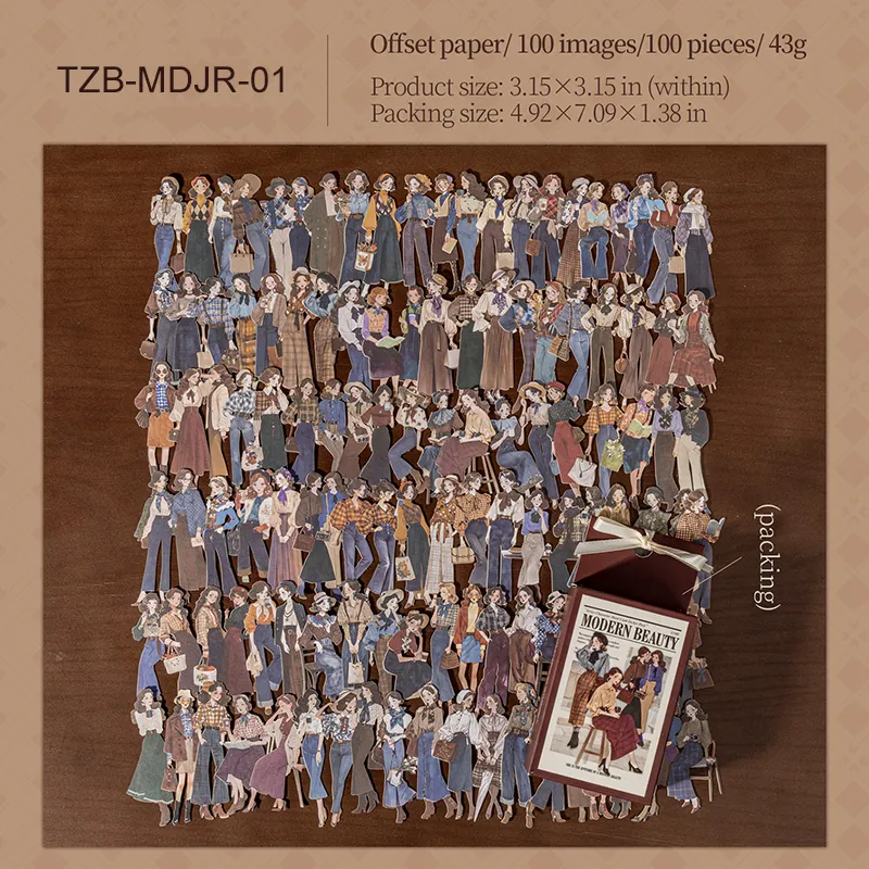 스티커 - 모던 뷰티 시리즈 빈티지 여성 캐릭터