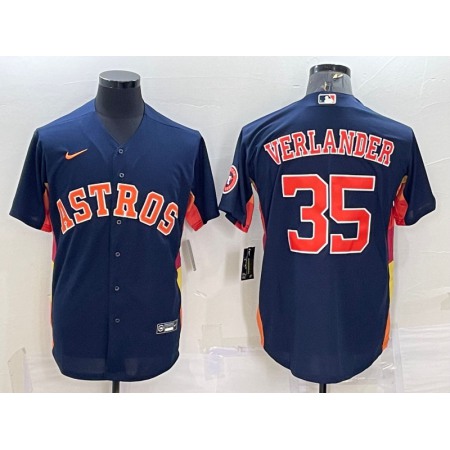 Men's Houston Astros #35 Justin Verlander Navy With Patch Cool Base Stitched Jersey Z3YE