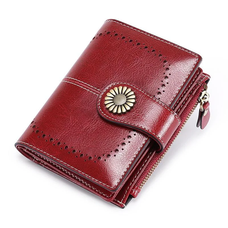 Women Wallet Genuine Leather Bifold Purse