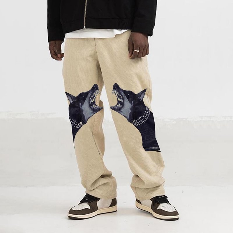 Printed casual loose trousers