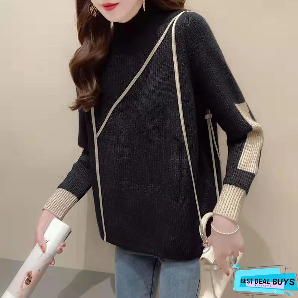 Semi-Turtle Neck Lady Loose Bottoming Shirt