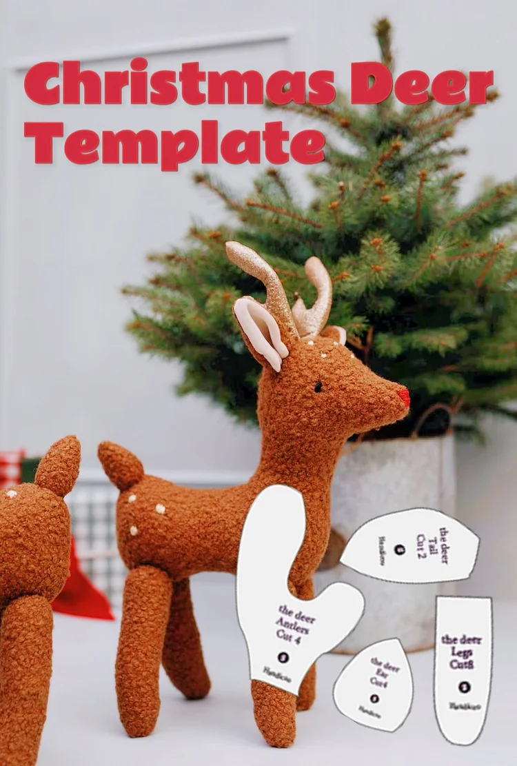Christmas Soft Toy Standing Deer Template Set - With Instruction