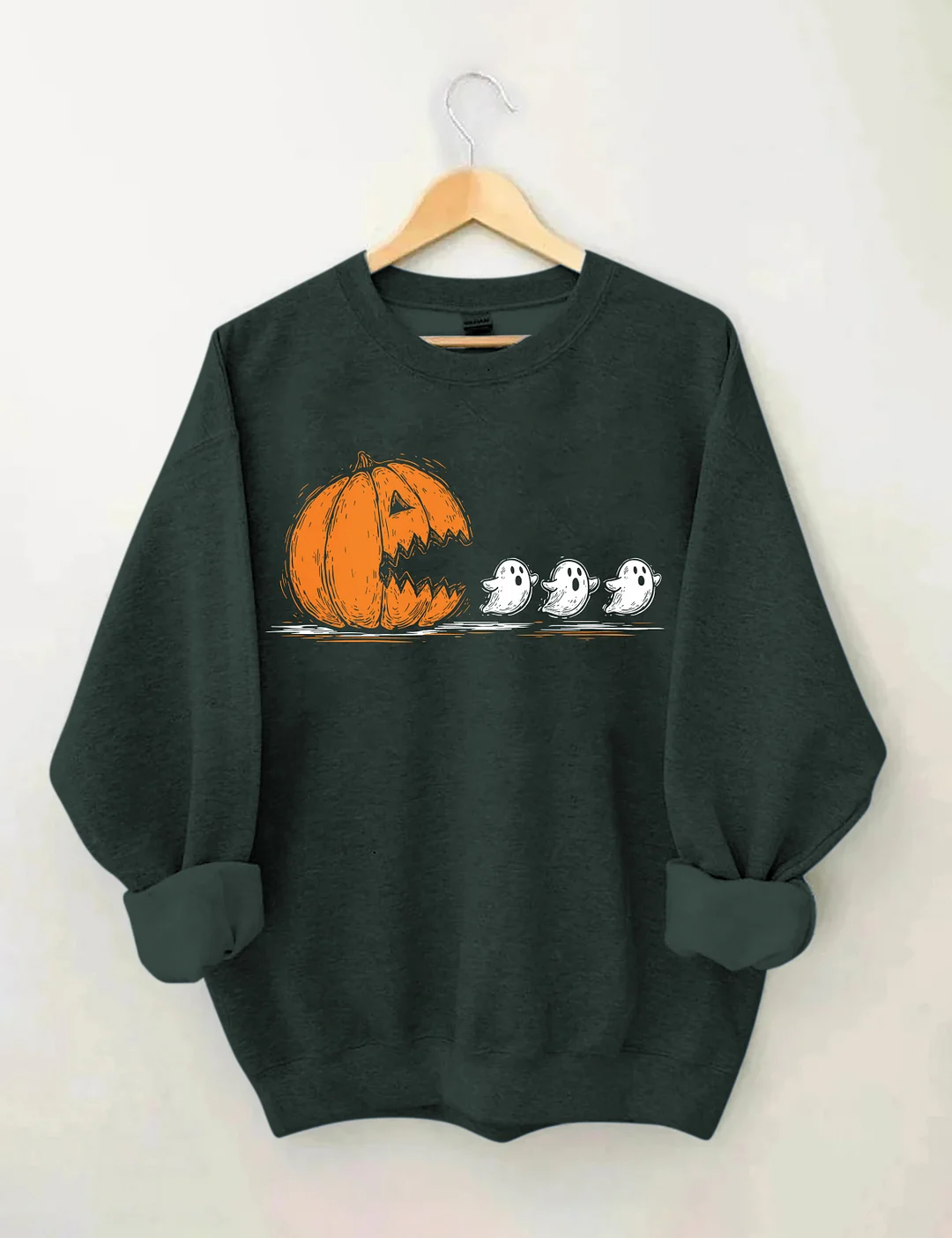 Trendy Halloween Pumpkin Chasing Ghost Sweatshirt