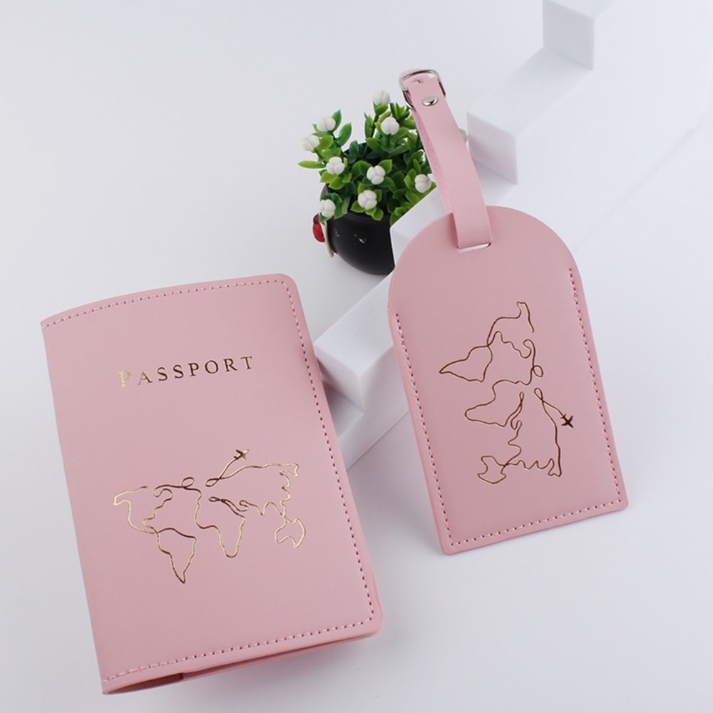 2 pcs New Map Couple Passport Cover Letter Women Men Travel Wedding Passport Cover Holder Travel Case Set US Mall Lifes