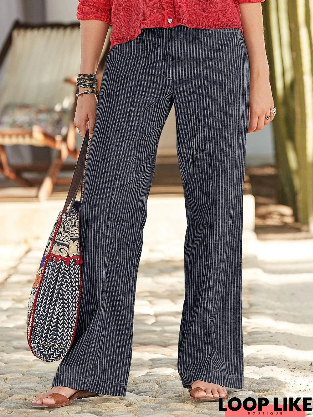 Casual Striped Linen Pants