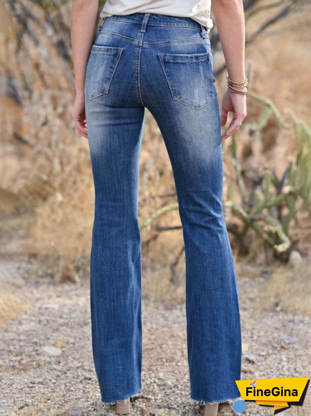 Straight Dark Blue Ripped Jeans