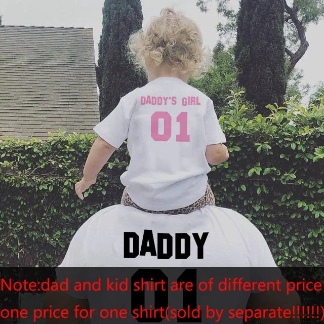 1pcs Father Baby Shirts Daddy 01 Daddy's Girl 01 TShirts Dad and Daughter Match T Shirt Summer Short Sleeve Family Look