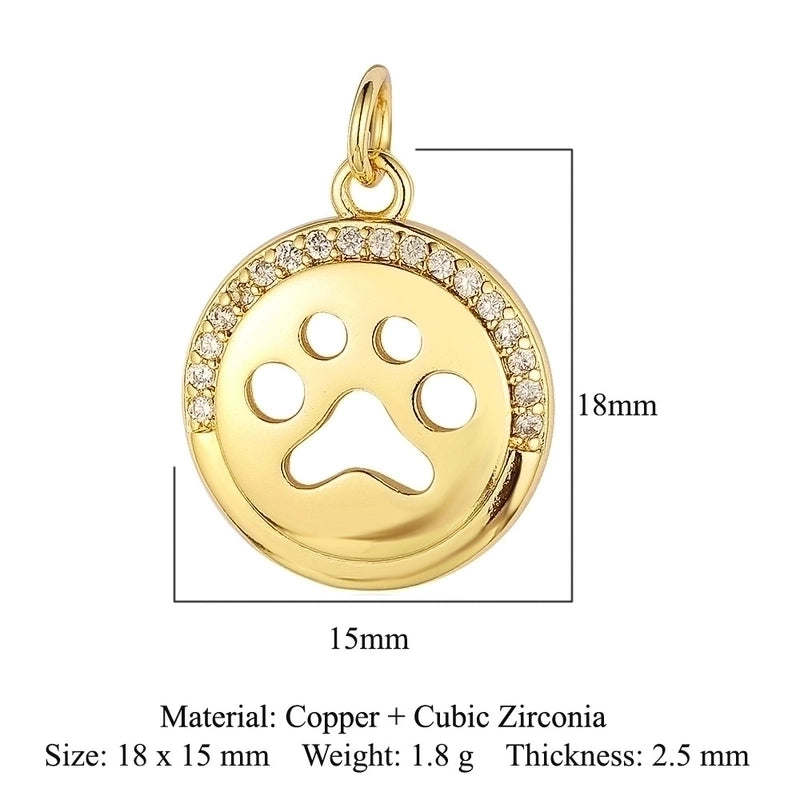 3 Pieces Retro Palm Crown Copper Plating Inlay Zircon 18k Gold Plated Charms Jewelry Accessories