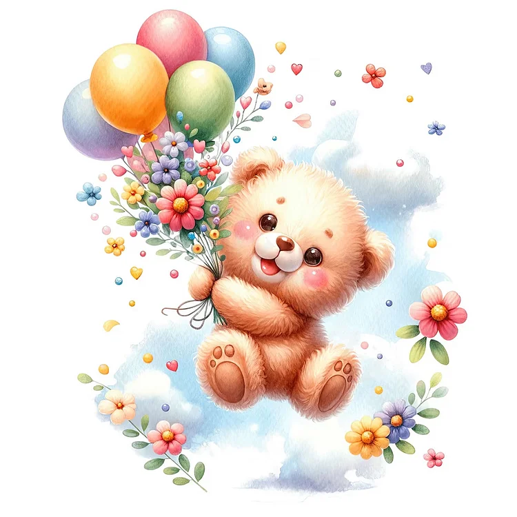 Birthday Bear 30*30CM (Canvas) Full Round Drill Diamond Painting gbfke