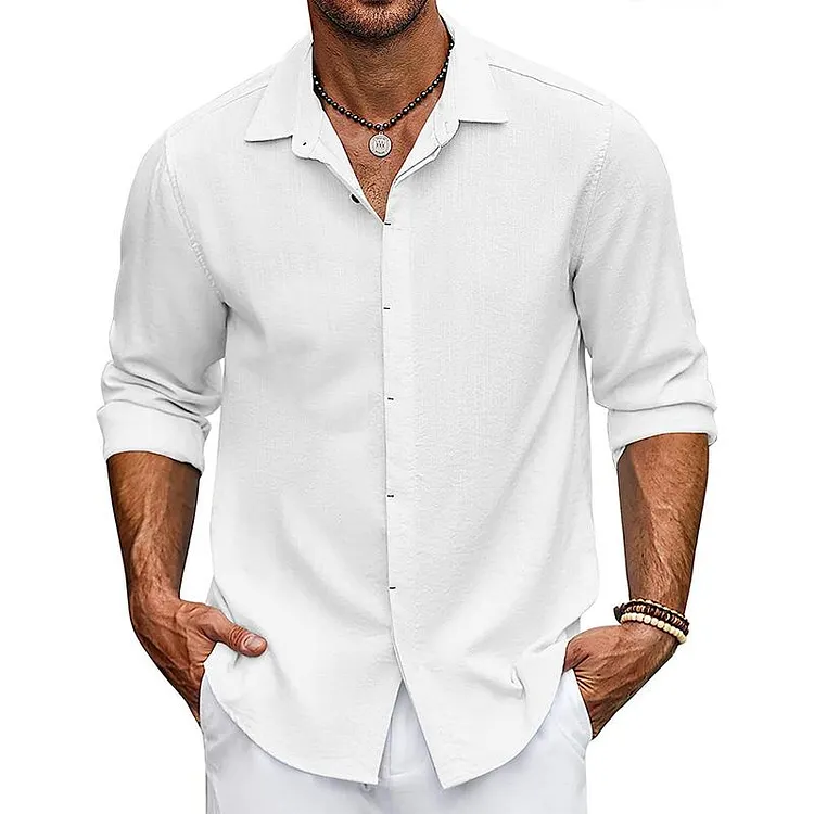 Men's Solid Loose Lapel Half Sleeve Casual Shirt 11755231Z