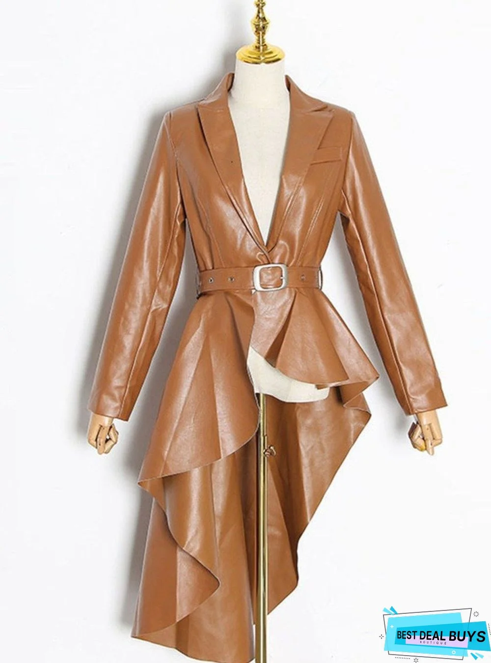 Belted Pu Leather Jacket