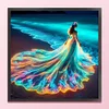 Girl In Fluorescent Skirt On The Beach - 11CT Stamped Cross Stitch - 45*45cm