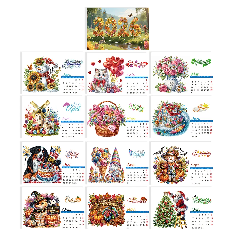 5D/DIY Calendar Crystal Painting Desk Calendars Kit Diamond Painting Calendar