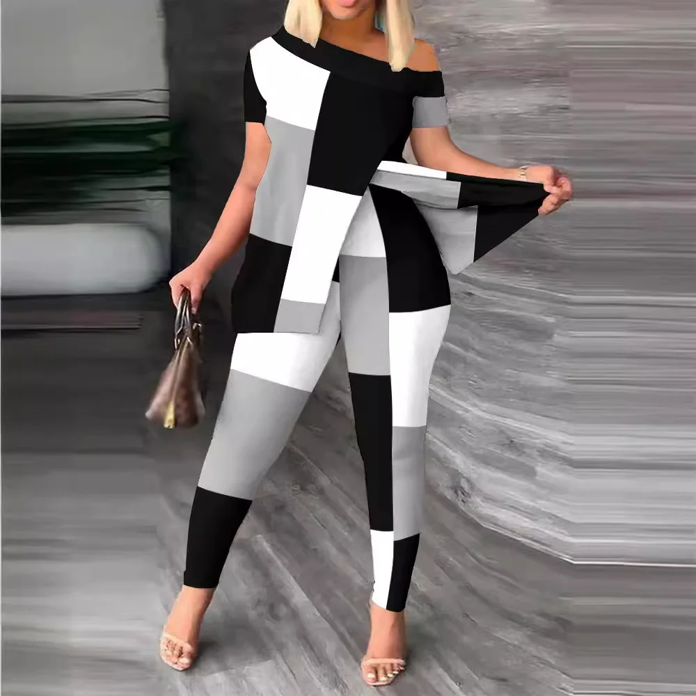 Uveng Uveng 2024 Women's Clothing Explosion Two Sets Of Irregular Fashion Trousers Set