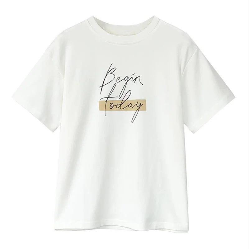 Uveng Uveng New Summer Fashion Foreign Style Print Round Collar Short Sleeve T-Shirt Women's Loose Half Sleeve Shirt Bottom Shirt