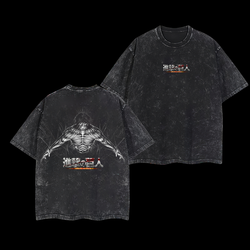 Attack on Titan   Printed Men's Washed T-Shirt