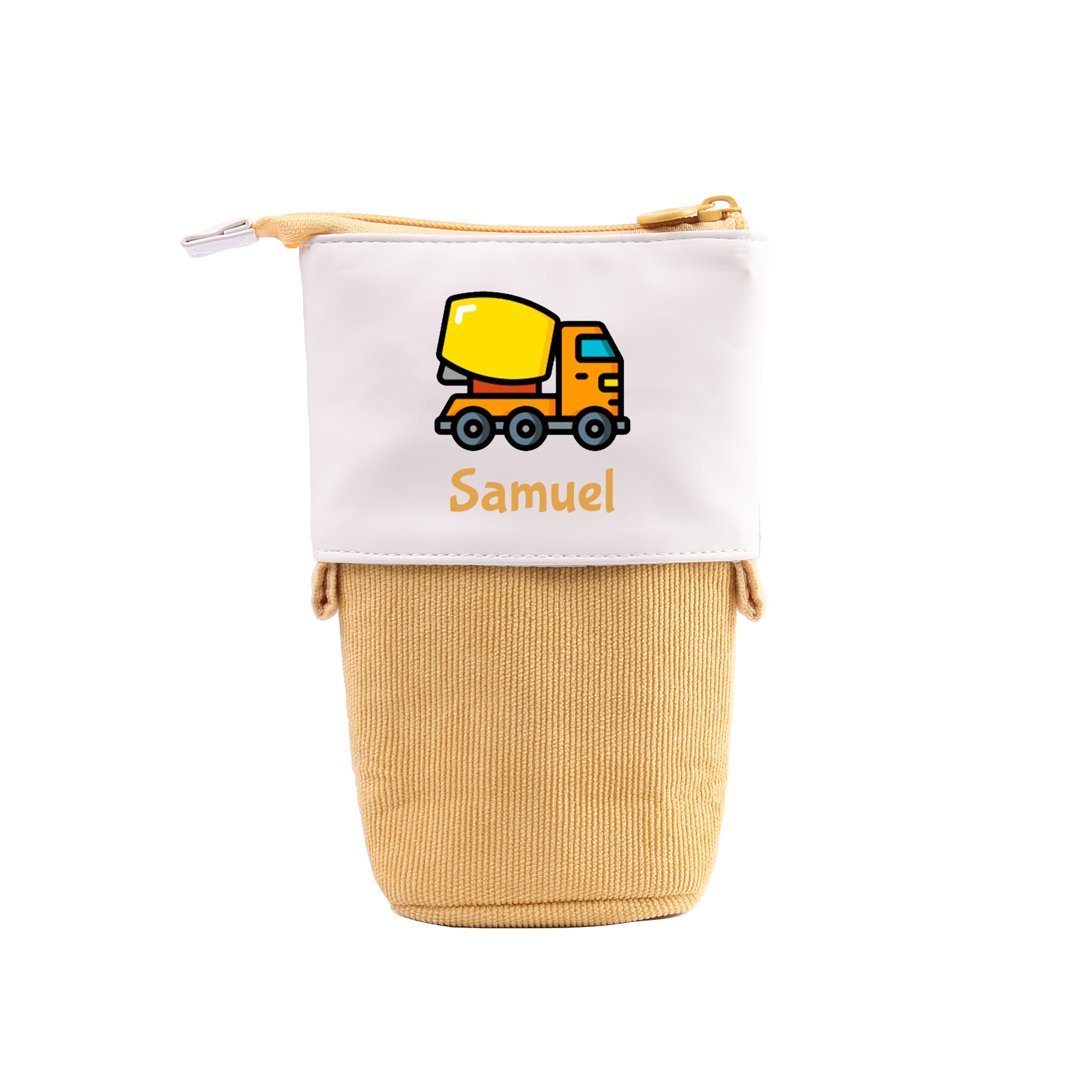 Astuccio per matite personalizzato con 1 nome e 1 veicolo da costruzione regalo per scuola elementare bambini