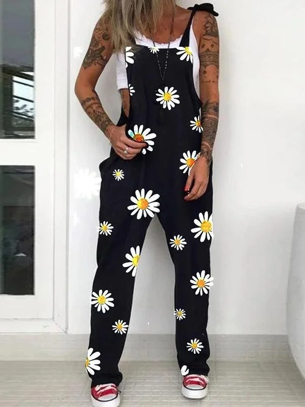 Trendy Print Lace-up Cami Jumpsuit