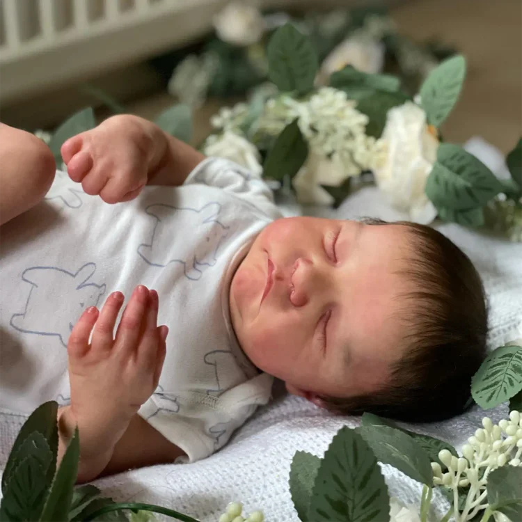  20" Reborn Newborn Lifelike Sleeping Baby Doll Boy Qitina with 🔊Heatbeat Coos and Breath💗 - Reborndollsshop®-Reborndollsshop®