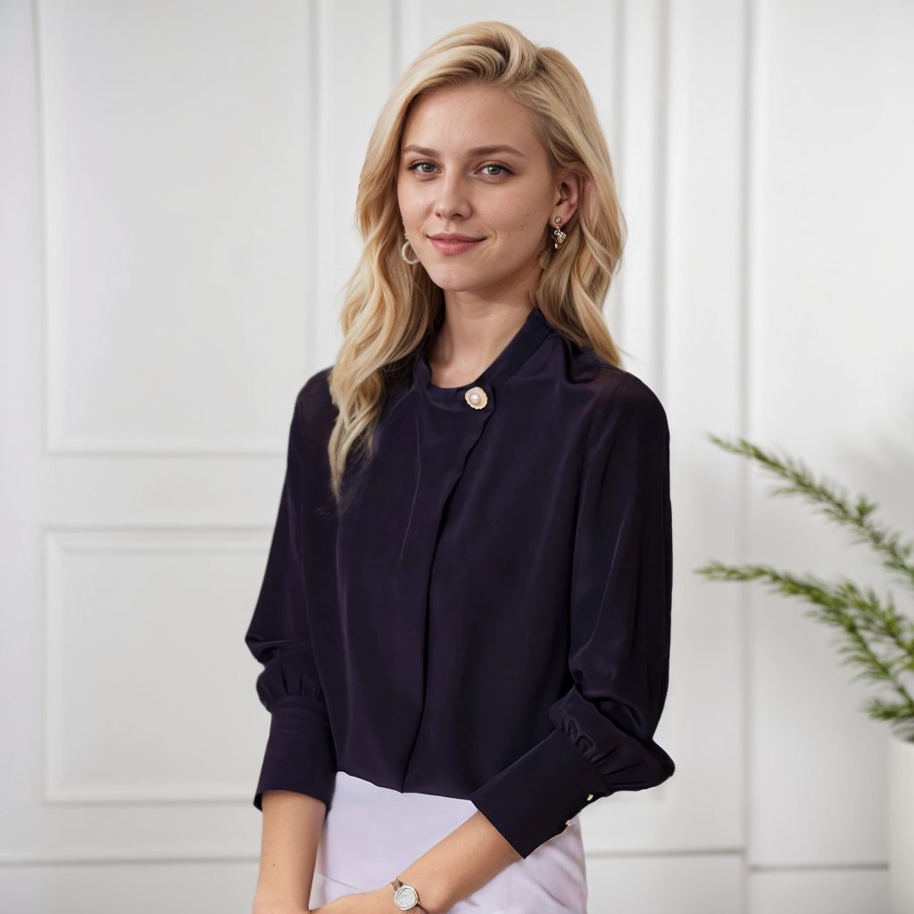Crew-neck Silk Shirt for Women REAL SILK LIFE