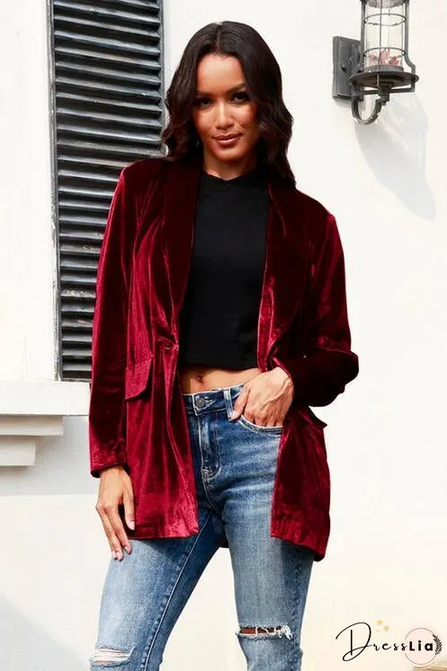 Button Up Pocketed Long Sleeve Jacket