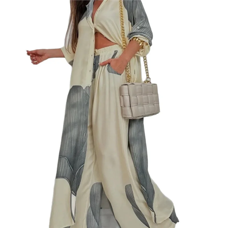 Athvotar Athvotar Spring And Autumn New Women's Fashion Casual Color Loose Shirt Trousers Two Sets