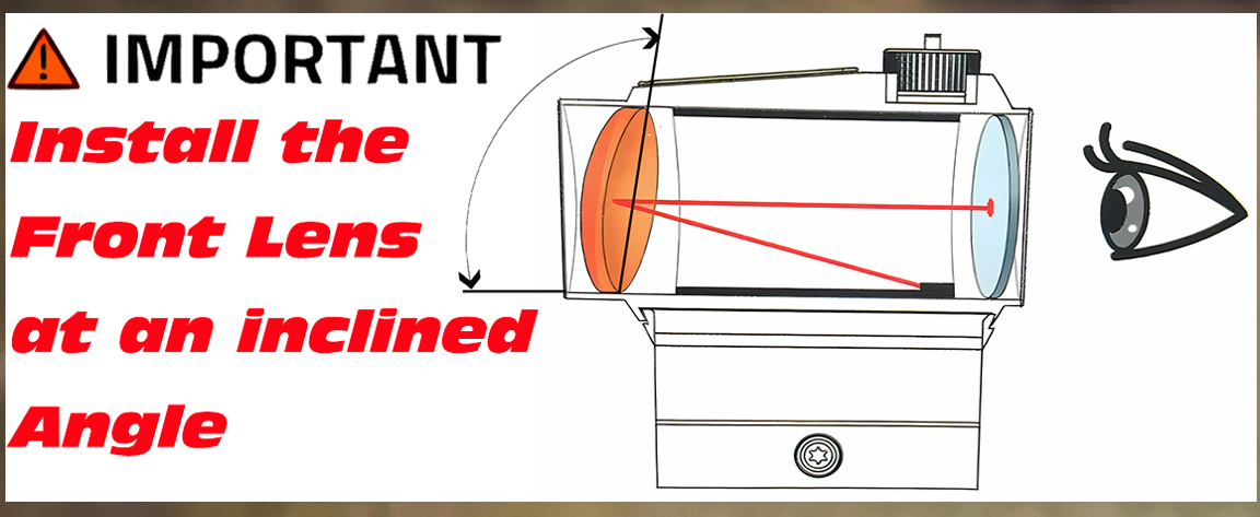 red dot sight riser features a specialized angled lens design.