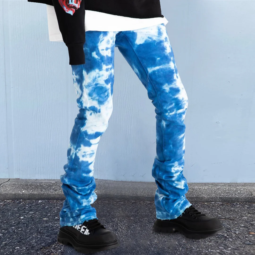 tie-dye vintage-print loose-fit straight-leg trousers