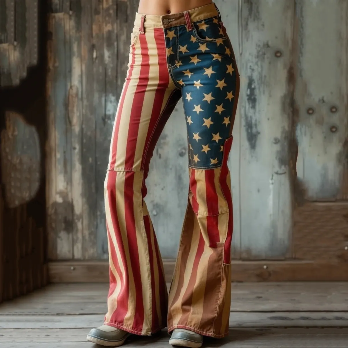 Vintage Independence Day With America Flag Art Design Jeans elevenforest